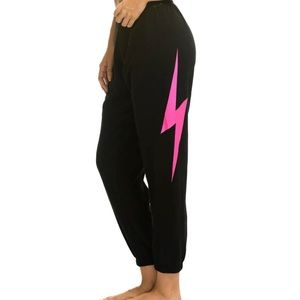 Pink lightning, bolt aviator, nation sweatpants